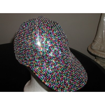 SEQUIN BASEBALL HAT CAP MATCHES ALL COLOR OUTFITS W/PONYTAIL HOLE GLITTERING NEW  eb-70131791